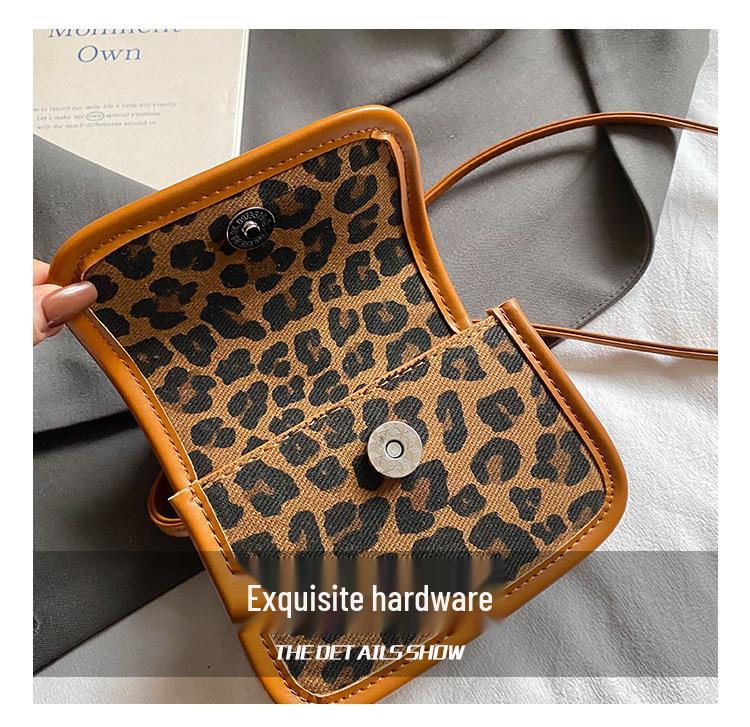 Korean Style Leopard Print Mini Shoulder Bag with Bow - Cute Crossbody for Girls 2025