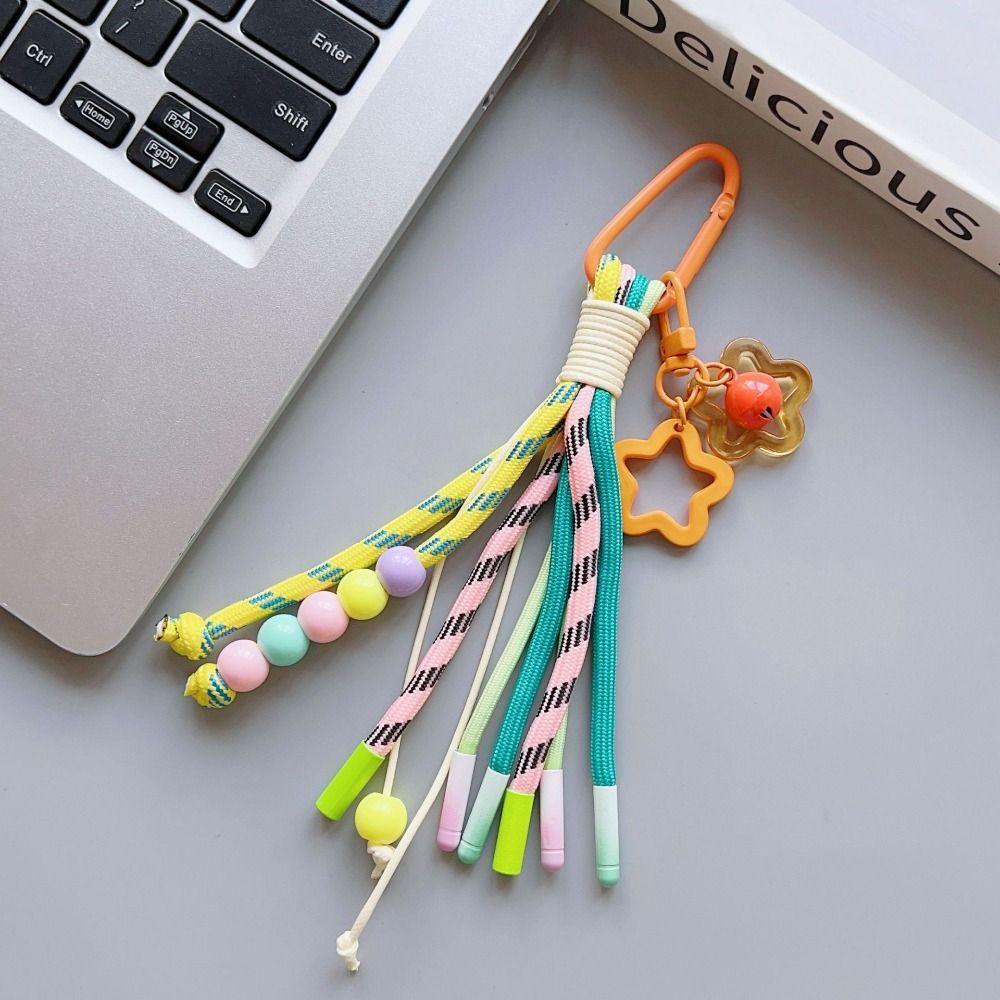 Dopamine Bohemian Tassel Pendant Colorful Ethnic Style Pendant Braid Rope Bag Charms  Bag Hanging