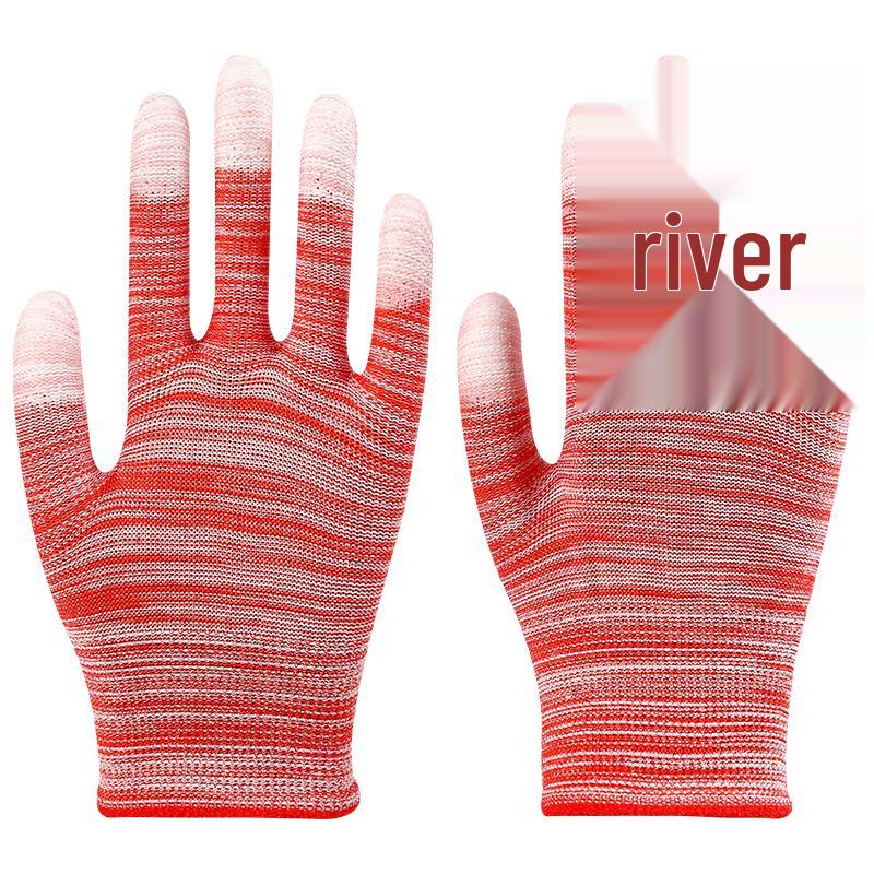 PU Coated White Nylon Gloves with Dipped Fingers - Anti-Static, Dust-Free, Wear-Resistant for Electronics