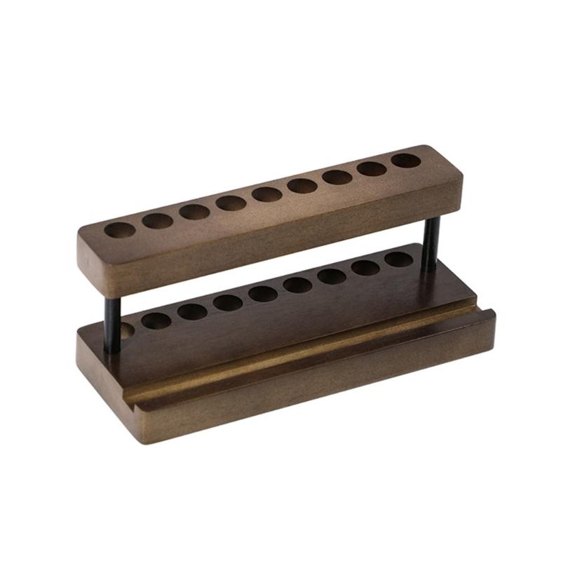 

Contemporary Walnut Needle Stand Elegant Crochet Needle Desk Organizers Wood Phone Stand with 9 Compartments 1