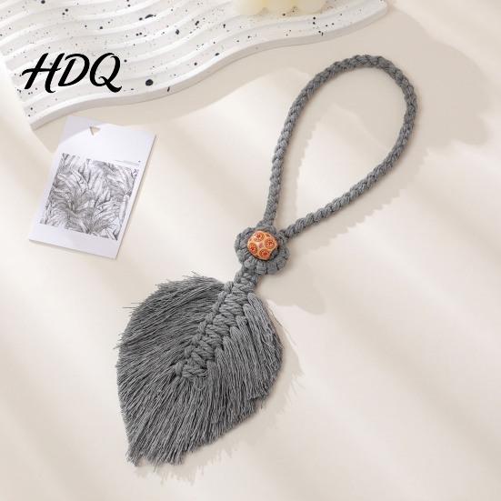 Rental Friendly Curtain Accessory Braided Leaf Tieback Boho Cotton Rope Holder Fringe