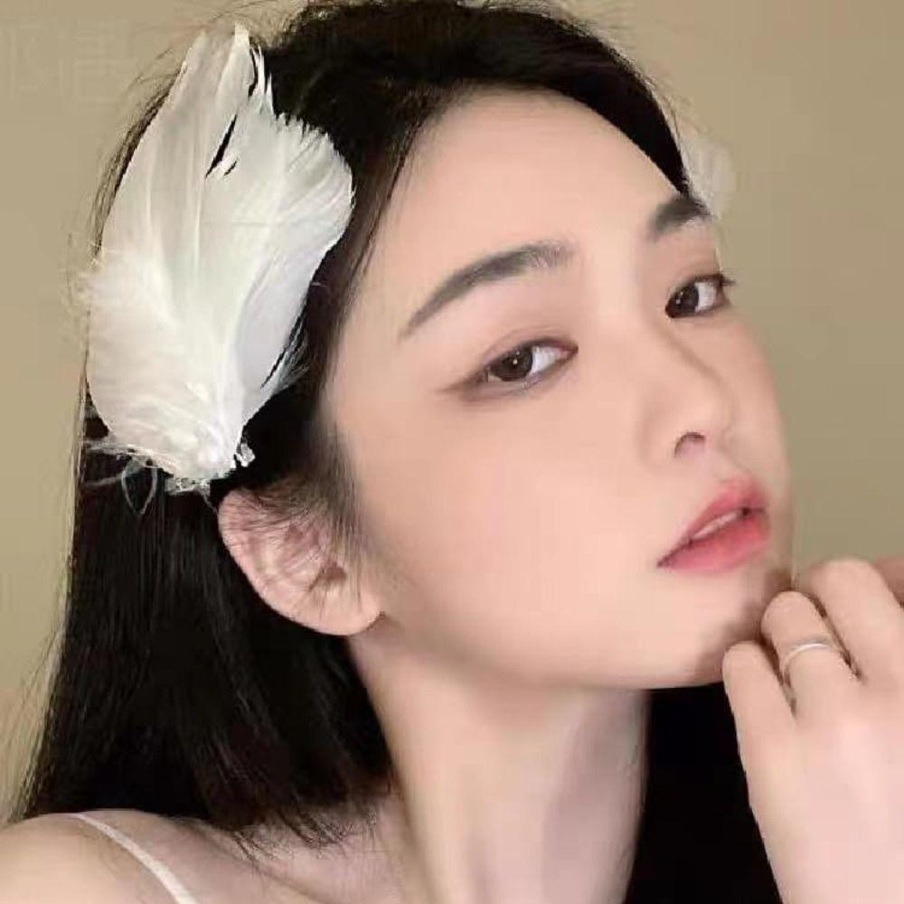 2pcs Pearl Hair Pins Accessories Ballet Style Headpiece Cute Feather Hair Clip
