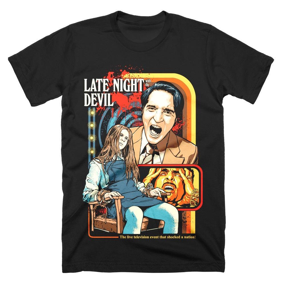 Late Night with The Devil TShirt Unisex Summer Retro TV Horror Movie Graphic Short Sleeve Streetwear Loose Fit Horror Fan Tee