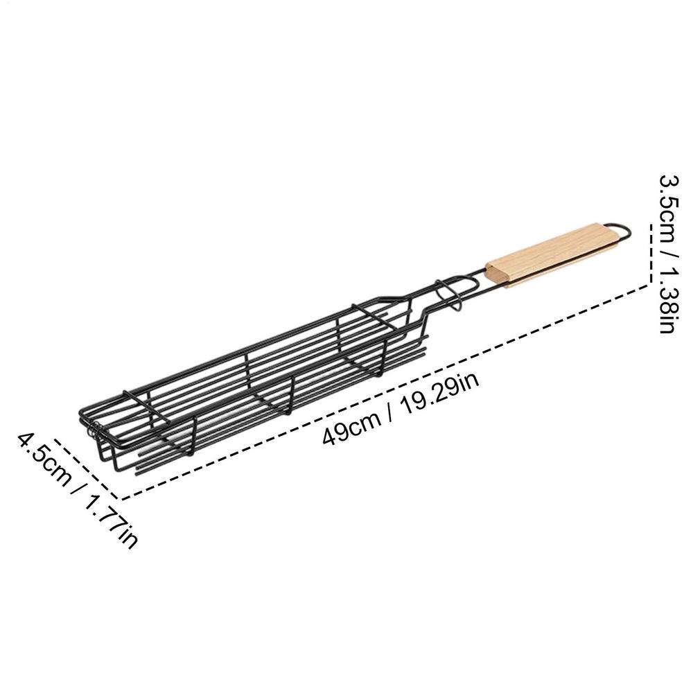 Portable BBQ Grilling Basket Stainless Steel Nonstick Barbecue Grill Basket Tools Grill Mesh for Meat Hamburger Barbecue Tools