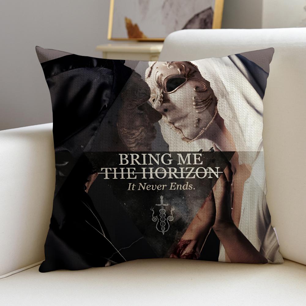 Metal BBring Me The HorizonS Cushion Cover Breathable and skinfriendly linen pillowcase square removable and washable cushion