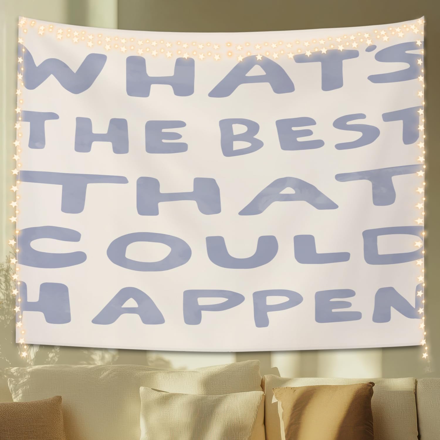 

Whats the Best That Could Happen Tapestry Positive Affirmation Wall Art Inspirational Dorm Decor for Therapy Room Bedroom 74x94cm(29x37in)