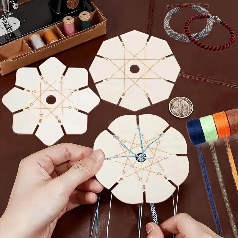 Bracelet Braiding Disk Flower Shape Durable Wooden Plate Practical Weaving Tool for Handmade Jewelry Craft DIY Lovers