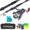 Carbon Telescopic Fishing Rod Set with Reel, Soft Bait, Hooks, Line, and Bag for Sea Fishing - Complete Tackle Set