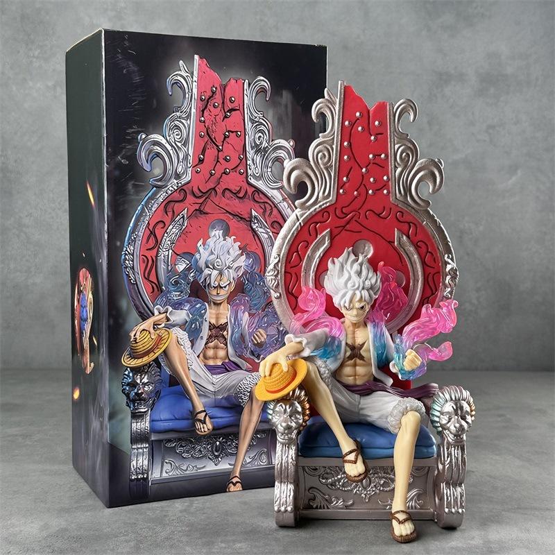 

Bandai One Piece GK Warhead wh П ять Королів Сидяча Поза Трон Луффі Анімація Ручна Робота Прикраси Luffy in white
