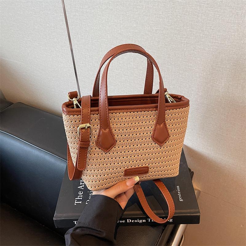 Summer new fashion versatile tote bag women's simple high-end woven handbag shoulder messenger bag