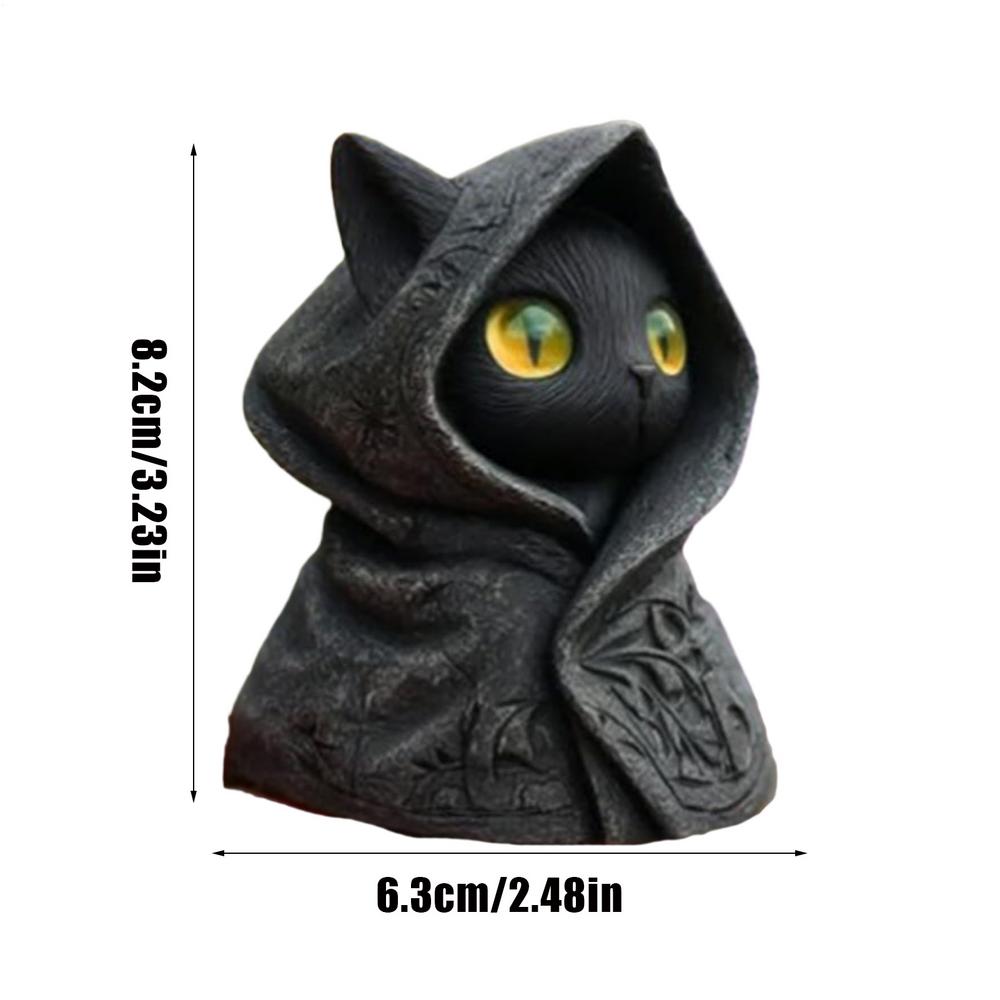 

Cat Figure Mysterious Hooded Cat Figurine Resin Festive Ornament Figure for Bedroom Bathroom Kitchen Bedside Table Tv Cabinet жёлтый