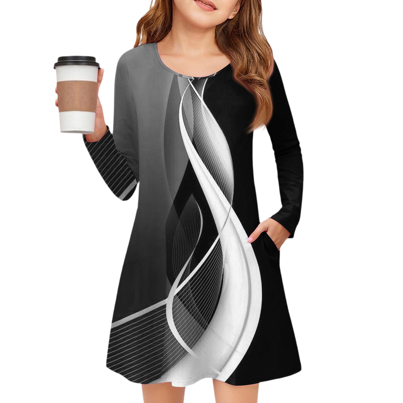 

Платье с длинным рукавом для девочек - Платье с цветными карманами 120 чёрный