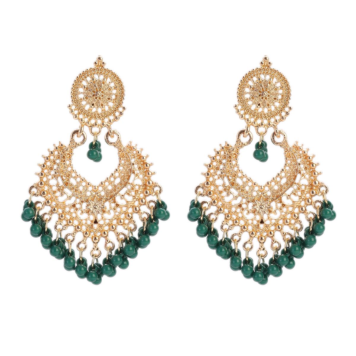 

Винтажные висячие серьги в форме сердца в стиле бохо для женщин, этнические индийские цветы с кисточками, свадебные украшения, аксессуары