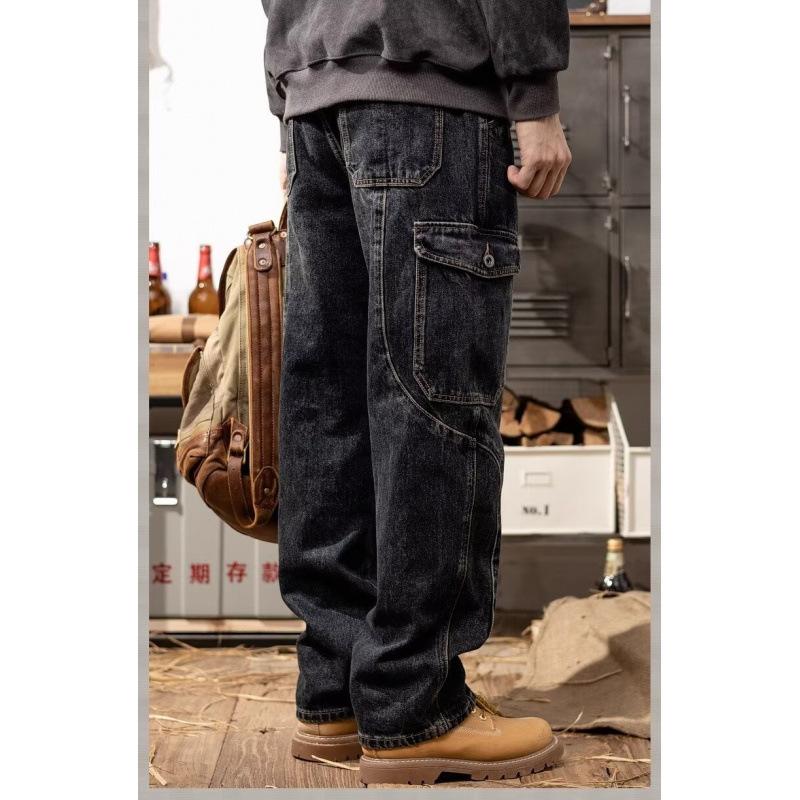 JYL Men s Cargo Pants American Heavy  Spring Cuffed Casual Denim S амарантовый