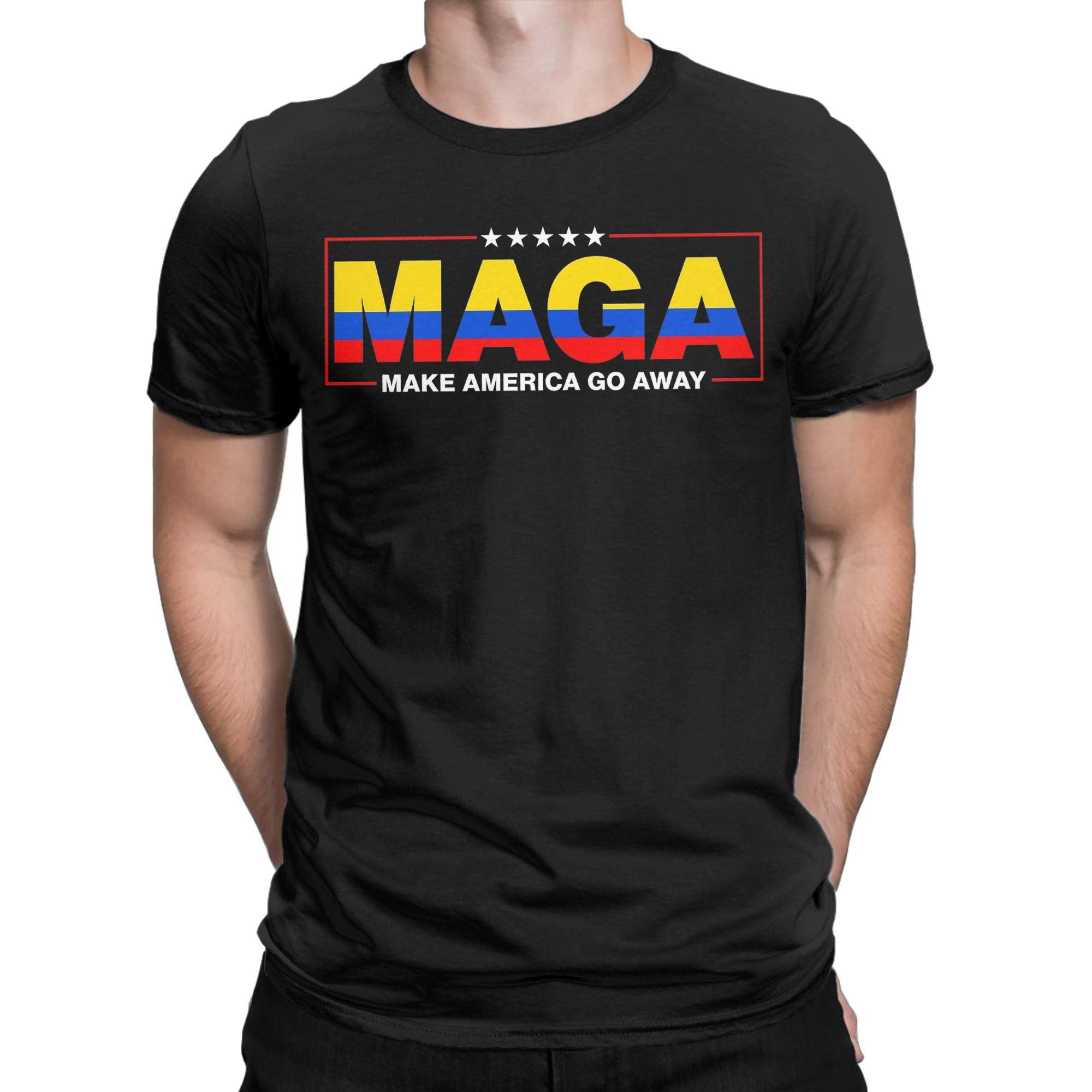 

Hipster MAGA Make America Go Away Colombia Patriotic Flag T-Shirt Men Round Collar Cotton T Shirt Short Sleeve Tees Clothing... S разноцветный