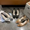 Fashion Spring Casual Wedding Bride Rhinestone Gold Fashion New High Heels Metal Buckle Sexy Work Shoes Large Size Female Shoe High Heel