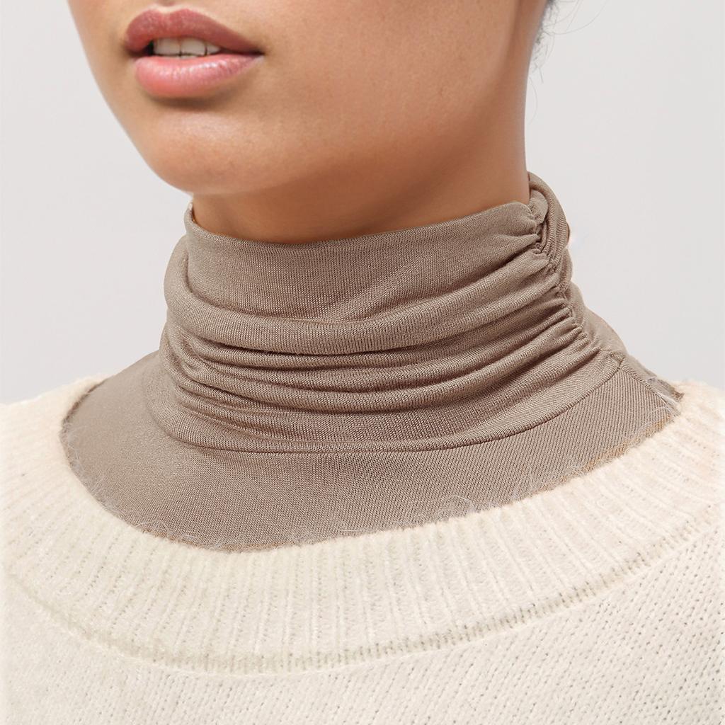 Perfect Match Black Modal High Nack Fake Collar Soft False Collar For Women Solid Color Elastic Jersey Detachable Collar