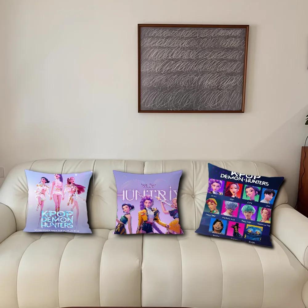Sale Cushion Demon KPop Hunters Sofa Pillow Cover Home Decor for Living Room Office Car Aesthetic Coffee Shop Decor Gift