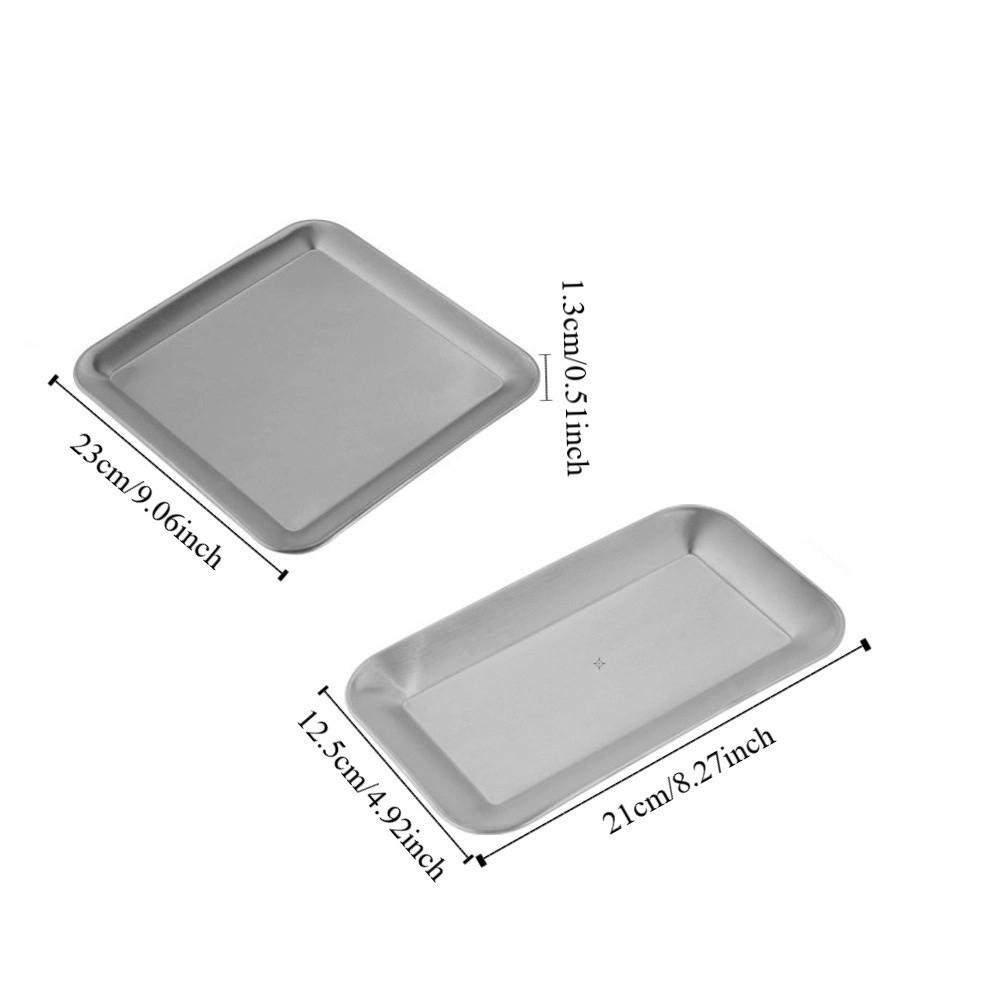 2PCS/SET Wear-resistant Stainless Steel Tray Rustproof Seafood Plate Shallow Tray  Restaurant Use