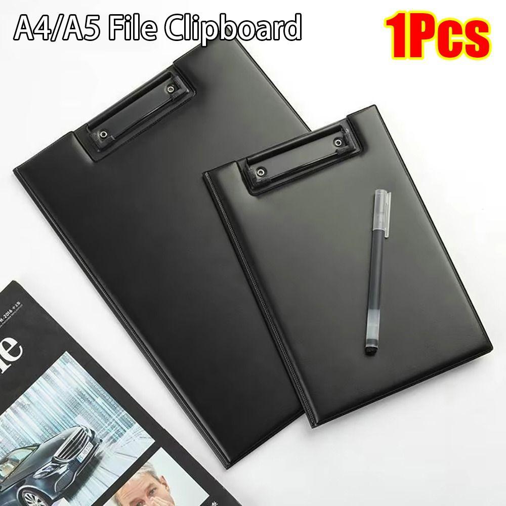 1Pcs Black A4 A5 Clipboard PU Leather Writing Pad Durable Conference File Folder Office Supply