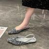 Fashion 2025 New Summer Women Cover Toe Sandals Fashion Sequin Slip On Shoes Ladies Elegant Party Dress Flats Sandalias