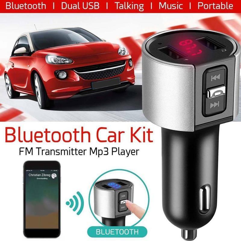 Dual USB FM Transmitter Audio Aux Modulator Fast Car Charging Bluetooth Handsfree Calling Car Kit Car Radio MP3 Player