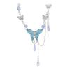 2025 Light Luxury Blue Crystal Butterfly Necklace for Women – Elegant Clavicle Chain Accessory