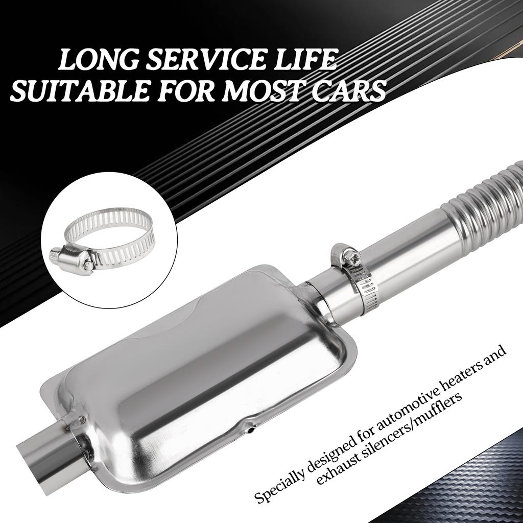 Stainless Steel Diesel Heater Exhaust Pipe With Silencer And 2 Hose Clips Air Diesel Parking Heater Car Heater Accessories