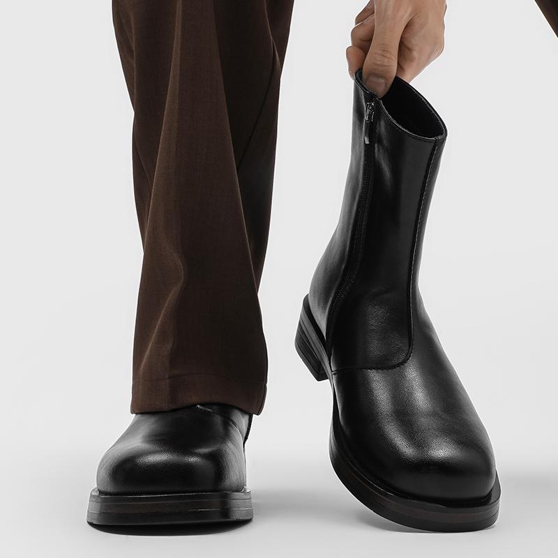 Fashion Casual Men's Boots Retro High-quality Minimalist Style Fashion Party and Office Business 38-46 Thick Soled Leather Shoes
