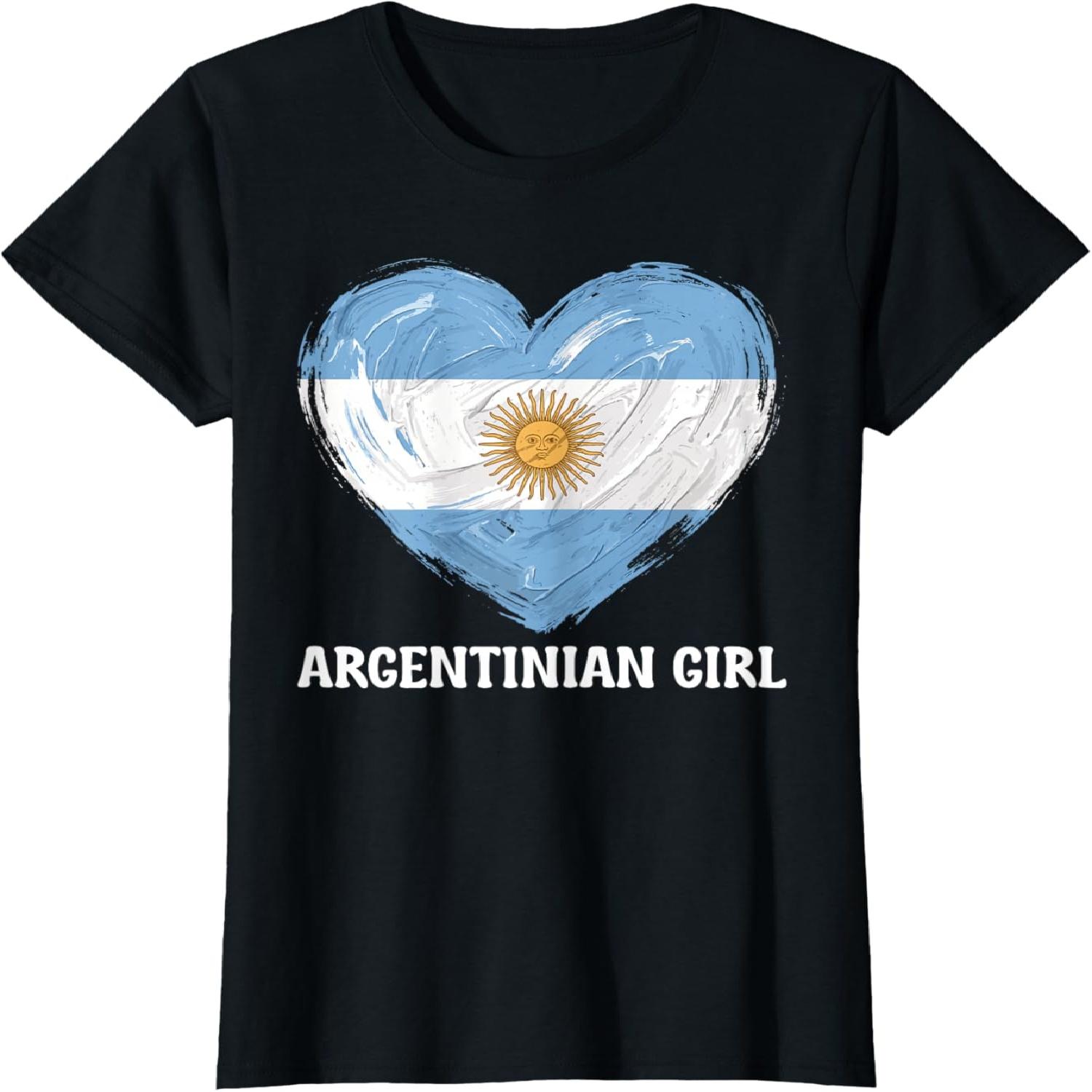 Argentinian Girl Flag Heart Soccer Football Argentina Women T-Shirt S разноцветный