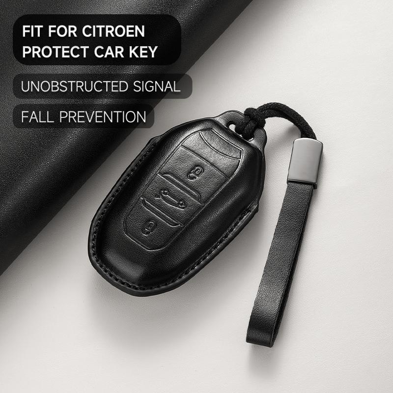 Leather Car Key Cover Case Protection Shell Keychain For Citroen Cactus C4 C6 C8 C3-XR DS DS3 DS4 DS5 DS6 C1 C2 Picasso