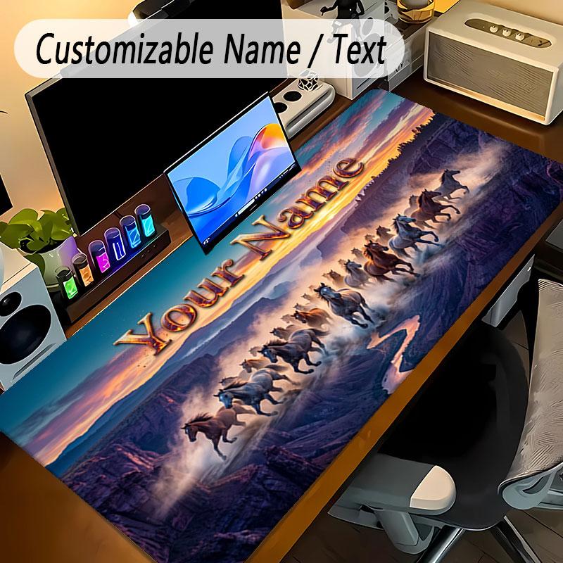 Podložka pod myš s koňským motivem, personalizovaná, s vlastním textem jména, protiskluzová podložka na stůl pro notebook, kancelářský stůl