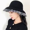 French Elegant Retro Rough Edge Black Woolen Bell-Shaped Basin Hat Female British Versatile Foreign Trade Felt Fisherman Top Hat