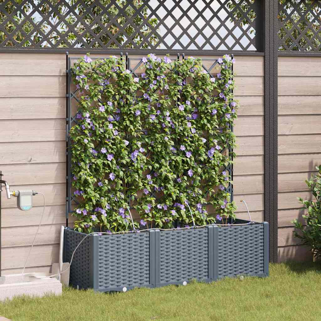 Garden Planter Set 3 Pcs Light Grey 120 X 40 X 142 Cm Plastic