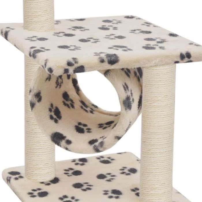VidaXL Arbre à chat avec griffoirs en sisal 65 cm Beige Motif pattes