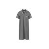 Polo Collar Short Sleeve Knitted Dress Women Dresses Floral-Gray L220W009-004F
