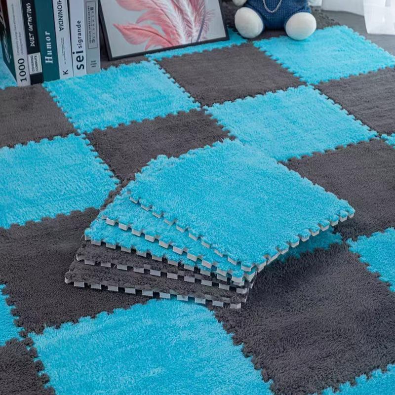 30*30cm Plush Eva Foam Spliced Thickened Floor Mat Floor Cushion Baby Crawl Mat Absorbent Dirt Resistant Jigsaw Non-slip Carpet