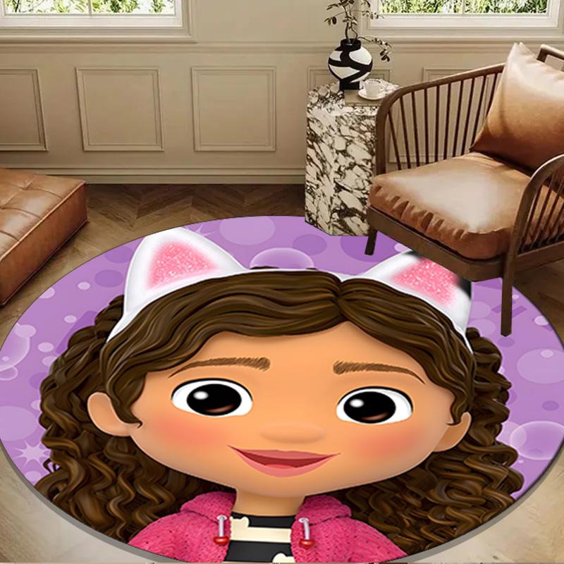 Colorful Friends Dollhouse Round Rug for Livingroom,Bedroom, Palyroom, Chair Rug, Area Rug, Circle Carpet, Large Size Fan Christmas Gift
