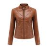 Autumn and Winter New Casual Leather Jacket Women's Simple Trend Thin Jacket Long Sleeve Motorcycle Jacket Women's Clothing