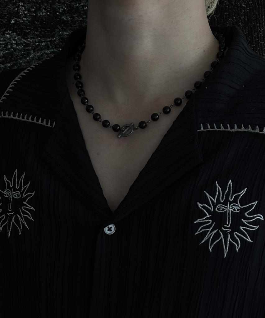 Pimadaziwin Black Chain Pearl Necklace_[Bold]