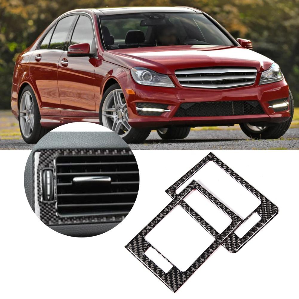 2 Pcs Control Panel Vent Trim Soft Carbon Fiber Air Outlet Cover Fit for Mercedes W204 05 12