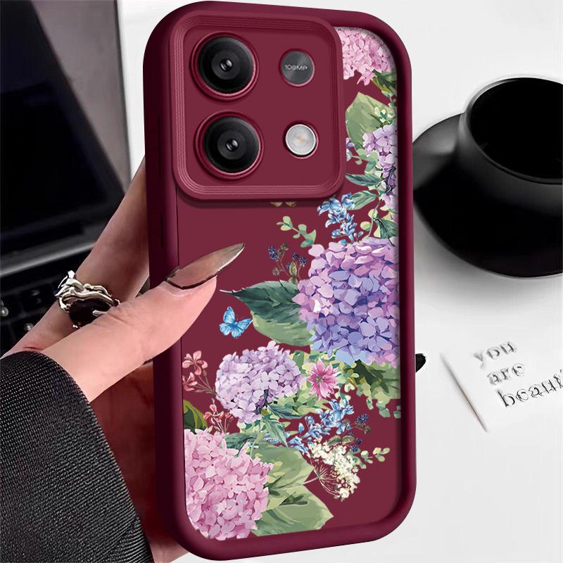 

Модный чехол для телефона с цветочным узором для Xiaomi Redmi Note 13 12 4G 11 10 Pro Max 13T 11T Poco F6 X6 X5 Pro, матовый противоударный мягкий силиконовый чехол с цветочным принтом Redmi Note 11E Pro