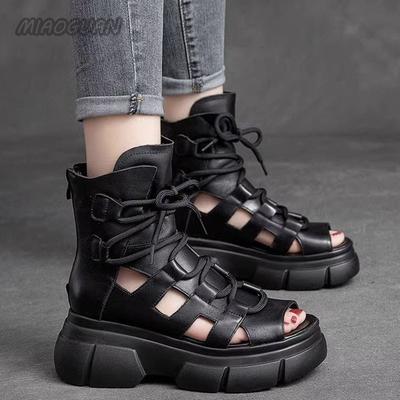 Fashion Women's Sandals Platform New Summer Shoes Hollowed-out Breathable Roman Sandales Femmes High-heeled Wedge Gladiator Sandalias