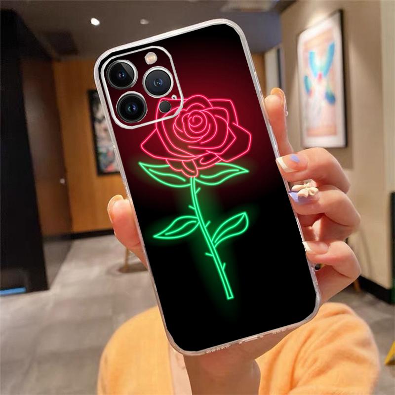 Phone Case For Iphone 17 Pro Max Air 16 15 14 13 Pro Max 15 16 Pro 15Plus Rose In the Dark