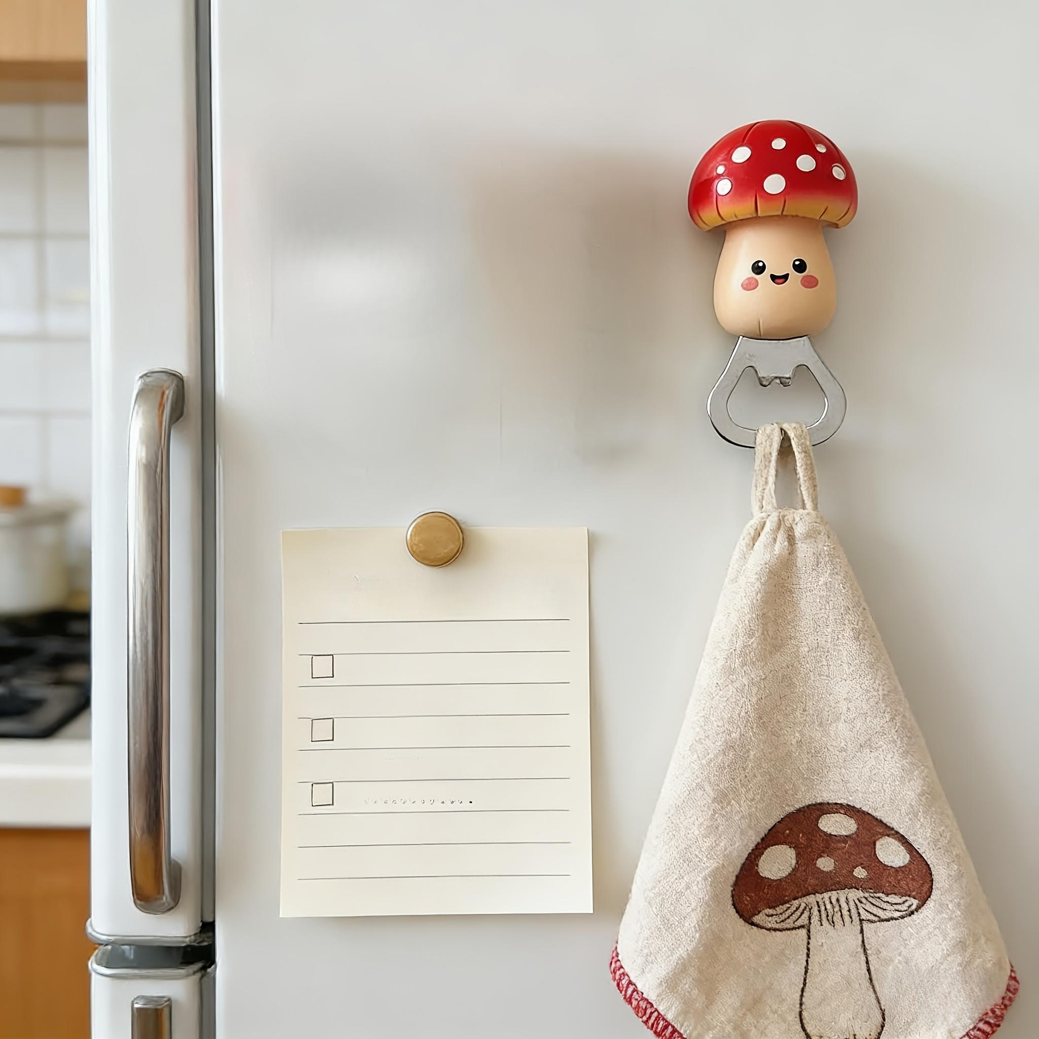 

Exquisite Mushroom-Shaped Magnetic Bottle Opener, Screwpull Lever Type, Stainless Steel, Refrigerator Magnet for Beer and Beverages Mushroom