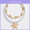 Boho Beach Fashion Alloy Conch Shell Starfish Necklace For Women With Multilayer Style