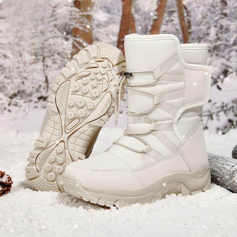 Plush Winter Snow Boots High-top Cotton Shoes Warm Outdoor Walking Hiking Shoes Unisex Anti-slip Boots Wear-resistant