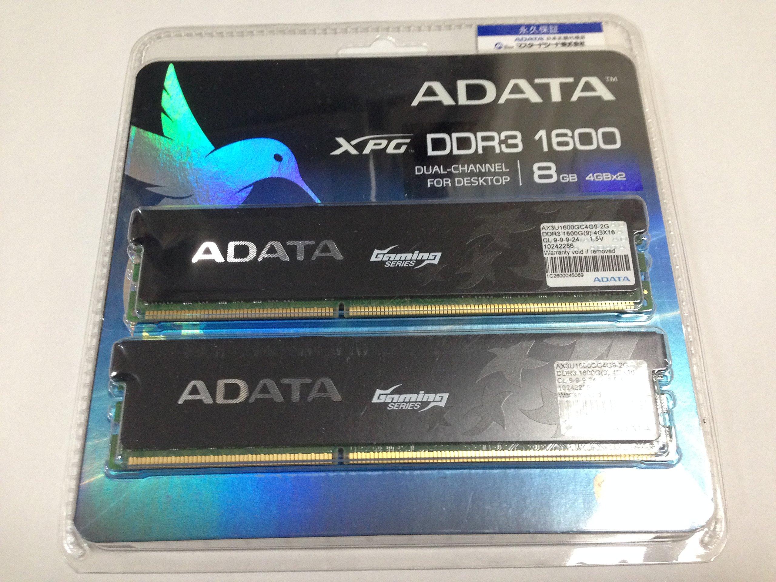 

XPG Gaming series 240pin Unbuffered DIMM A-DATA DDR3-1600 (4GB×2) AX3U1600GC4G9-2G