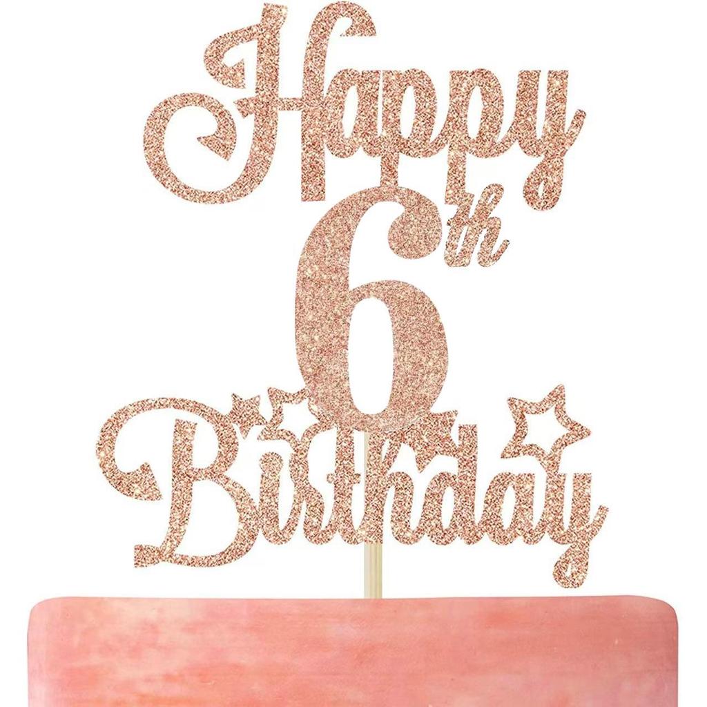 Glitter 'Happy Birthday' Cake Topper Party Decoration