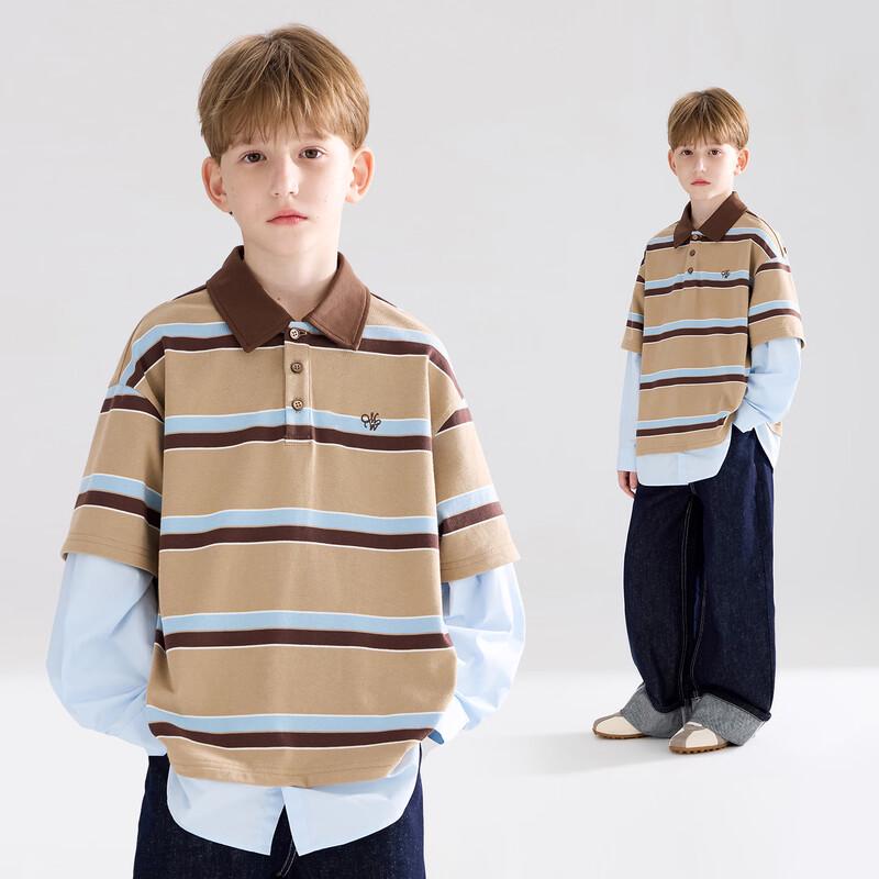 Mucmukn Academy Diary Kids  Striped Polo Shirt 160CM